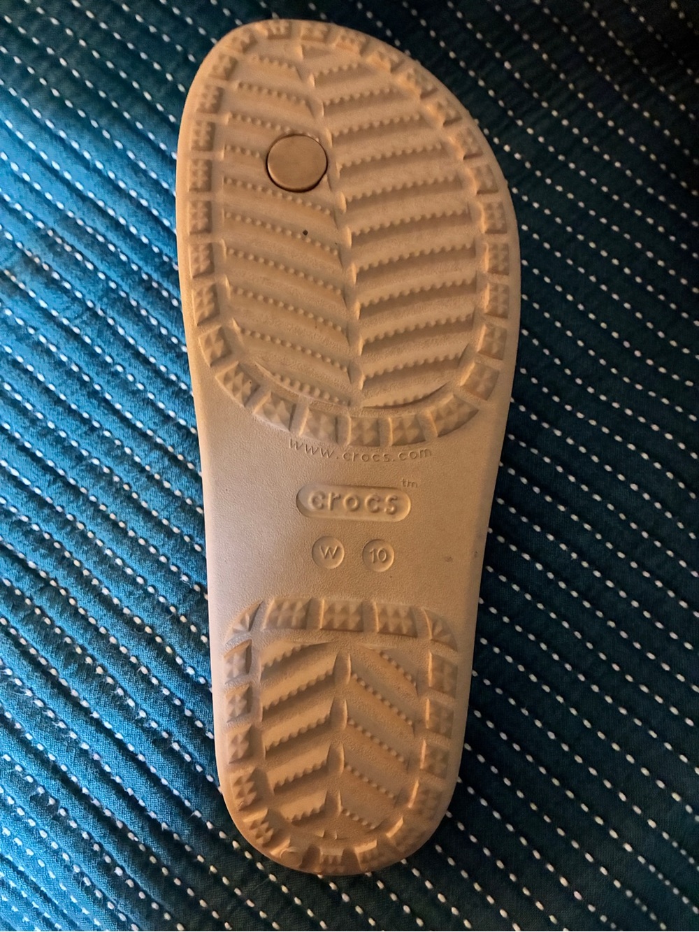 CROCS Women’s Glitter Strap Flip Sandals - Beige with Silver Sparkle - Picture 4 of 6